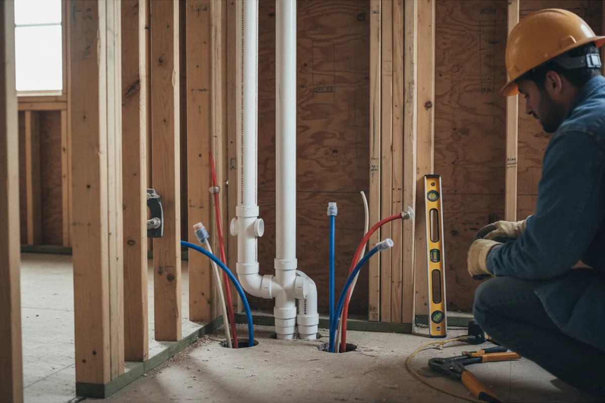 Drain and supply rough-in during Leak Detection in Novice