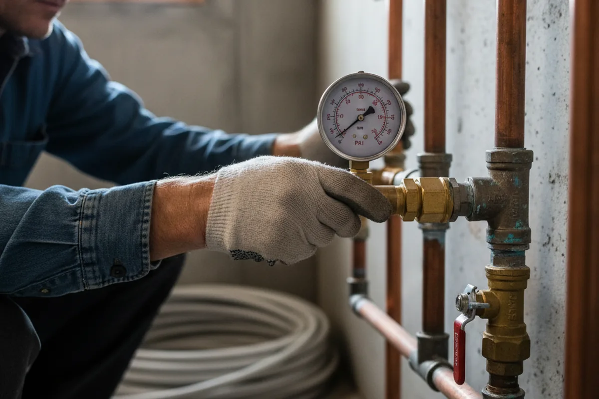 Pressure testing a repaired line during Water Line Repair in Novice