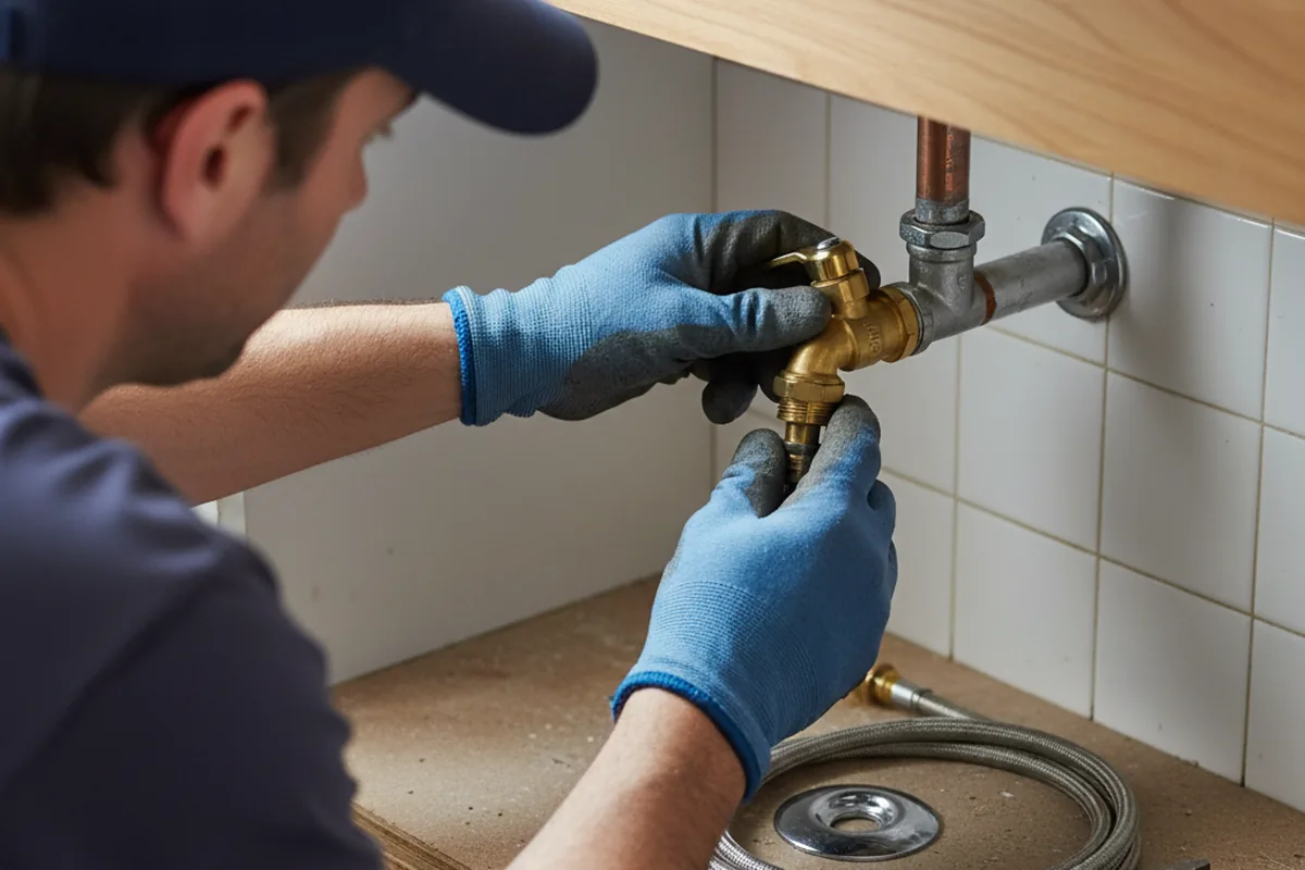 Shutoff valve and fitting work during Burst Pipe Repair in Novice